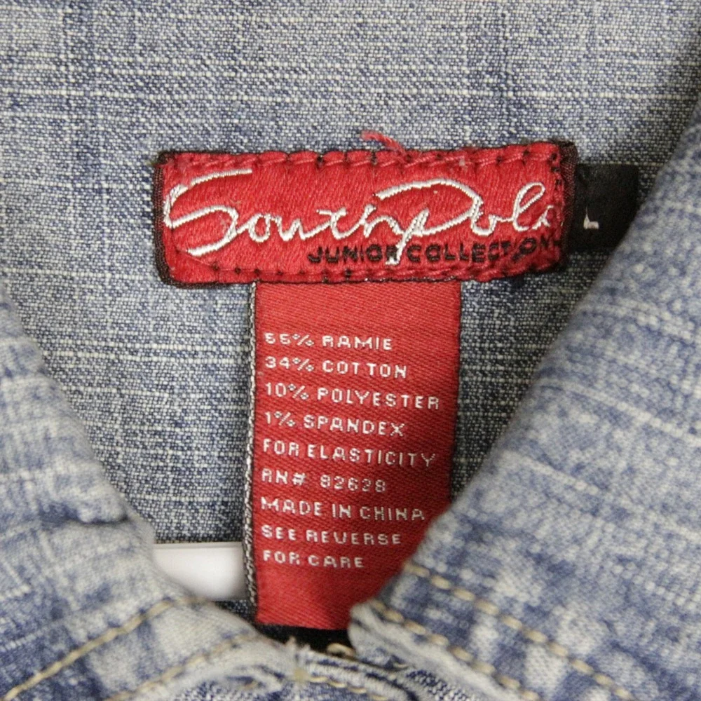 Southpole Juniors‎ Denim Jacket Light Wash Classic Button Front Size L